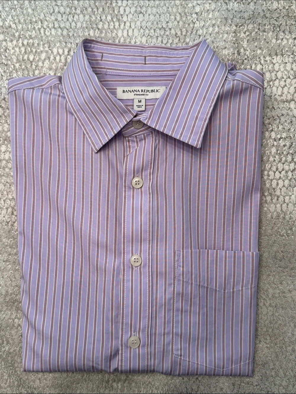 Banana Republic Lavender and White Striped Casual Shirt - Medium